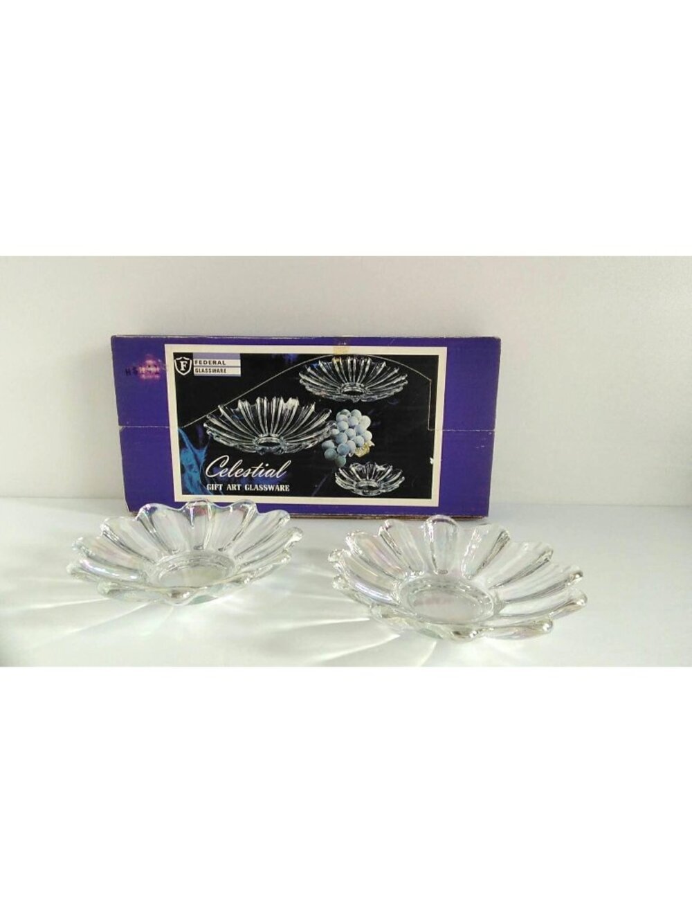 Vintage Federal Glass Celestial Bowls, Decorative Candy Bowls